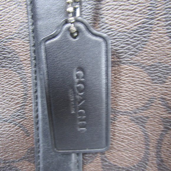 Coach Briefcase Bag Perry Slim Monogram Logo Brown Coated Canvas - Picture 5 of 11